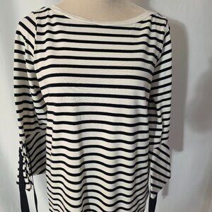 Ralph Lauren Ivory Navy Blue Stripes Size L       T551